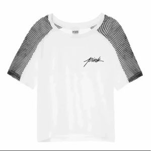 NEW VS PINK Perfect Cropped Mesh Crew Tee! ✨